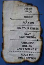 The charred set list